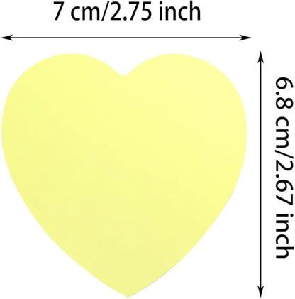 Mini Skater 2 Pack Kraft Paper Sticky Notes Heart Shaped Self-Stick Blank Book Tabs Paper Markers Sticky Notes Pad 100 Sheets Index Sticker (Light Yellow)