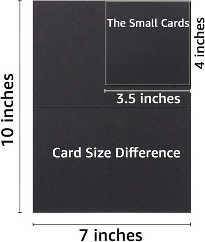 50 Pack Blank Cards Folded Cardstock Thank You Blank Greeting Cards for Invitations, Wedding, Greeting Cards, All Occasion DIY (Black, 2x3.5)