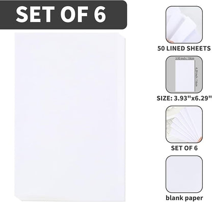 6 Pack Note Pads Memo Pads Small Notepad 50 Sheets 4X6 note pad Scratch Pads for Writing Blank Scratch Pads (6)