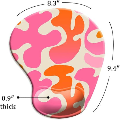 DOOKE Ergonomic Mouse Pad with Wrist Support and Coaster,Mouse Pads with Non-Slip PU Base for Home Office Working Studying Easy Typing & Pain Relief Leopard Print