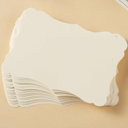 50 Pack Blank Kraft Cards Cardstock Thick Paper Brown Greeting Cards for DIY Gift Card Menus, Baby Shower and Wedding Invitations (Cream, 5x7IN)