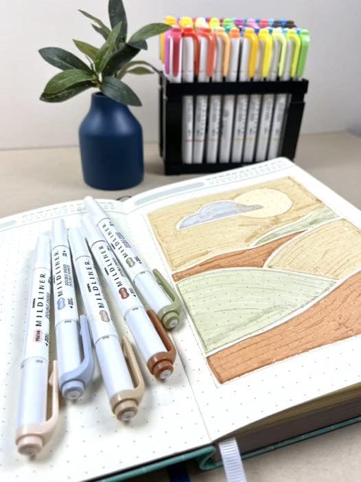 Zebra Pen Neutral Palette Set, Includes 8 Mildliner Highlighters and 2 ClickArt Markers, No Bleed Bible Assorted Neutral Vintage Ink Colors, 10-Pack, Model Number: 78601