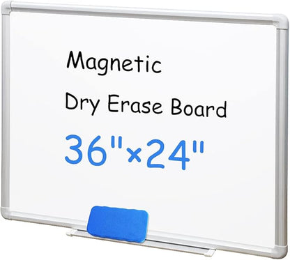 DEVELOP Magnetic Dry Erase White Board 24x36 Inch, Aluminum Frame Wall-Mounted Whiteboard with Detachable Marker Tray & Magnetic Surface for Home Office Classroom Kitchen Memo