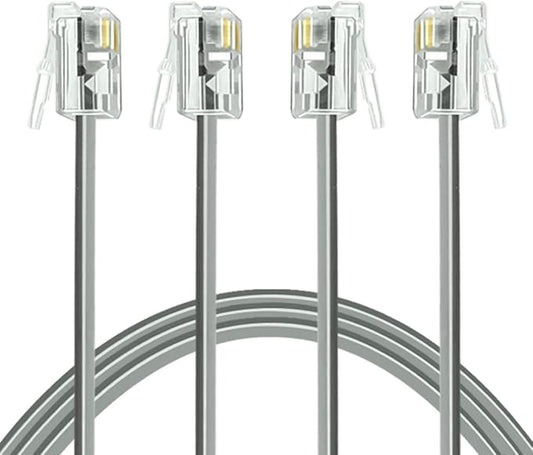 NECABLES 2Pack Phone Cord 10 ft Telephone Cord Phone Cable RJ11 6P4C Male to Male for Landline Phone and Fax - 10 Feet