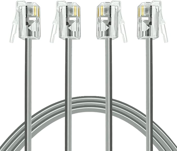 NECABLES 2Pack Phone Cord 15 ft Telephone Cord Phone Cable RJ11 6P4C Male to Male for Landline Phone and Fax - 15 Feet