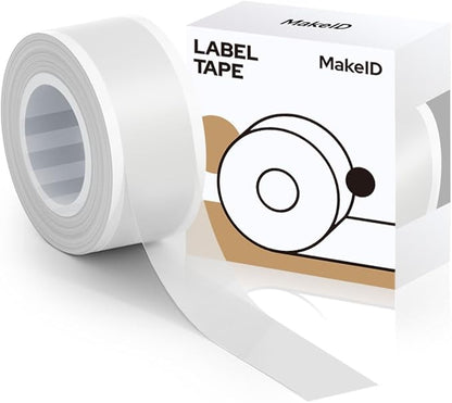 MakeID Label Maker Tape - Self-Adhesive Sticker Label Tape Refill Compatible with MakeID L1 Label Machine - Waterproof 6-Layer Laminated Film, Split-Back Design - 0.47"x13' (12mm x 4m)
