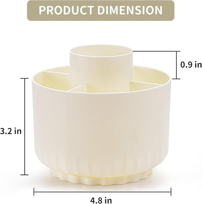 Marbrasse Desk Organizer, 360-Degree Rotating Pen Pencil Holder for Desk, Desk Organizers and Accessories with 5 Compartments Pencil Organizer, Art Supply Storage Box Caddy for Office, Home(Beige)