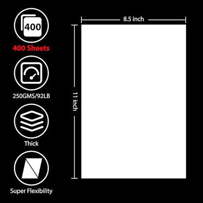 400 Sheets White Cardstock 8.5” x 11”, 92lb/250gsm Card Stock, Thick Card Stock Paper, Heavy Cardstock Paper for Printer, Resume, Scrapbooks, Art, Crafts, Business Cards