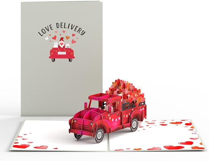 Lovepop Everyday Pop-Up Card for Her, Him, Girls, Boys - 3D Love Greeting Cards - Love Delivery Truck - 5" x 7" - Blank Note Card & Envelope Included