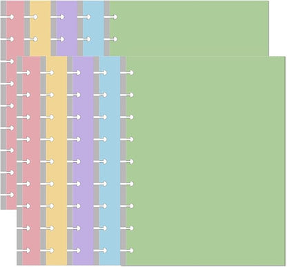 (2-Pack) 9-Disc Discbound 5 Colorful Blank Paper Pre-punched Happy Planners Inserts, 200Sheets/400Pages Classic Size Blank Loose-Leaf Paper, Per Color 40 Sheets, 7" x 9.25"