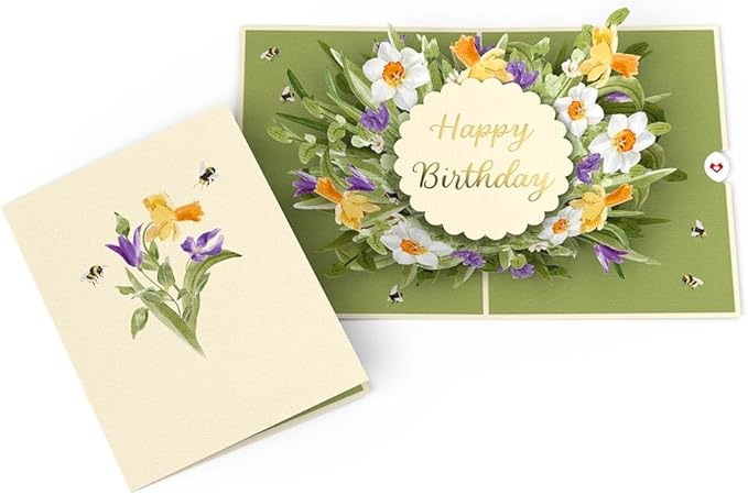 Lovepop Birthday in Bloom Pop-Up Card & Bouquet Bundle, 5" x 7" & 12" Premium display pop-up