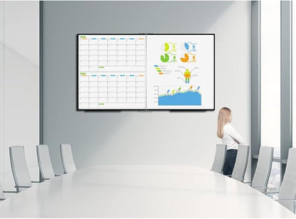 JILoffice Magnetic Foldable Dry Erase Calendar Whiteboard Combo, 2 Month Calendar Board & White Board 72 X 40 Inch, Black Aluminum Frame Wall Mounted Board for Office Home and School