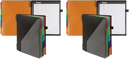 Samsill Left-Handed 10 Pocket Poly Project Organizer with 5 Dividers, File Folders Letter Size, Quick Access Front Pocket, Refillable Notepad, Erasable Write-On Tabs in Fashion Colors (Pack of 2)