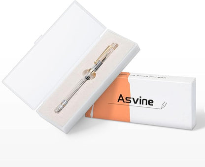 Asvine V126 Vacuum Filling Fountain Pen Medium Nib, Transparent Clear Acrylic, Large-Capacity with Gift Case