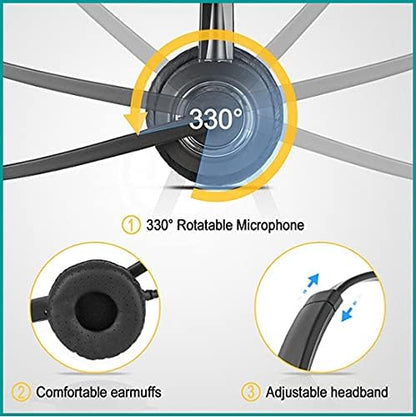 Polycom Phone Headset Noise Cancelling Mic RJ9 U10P Bottom Cable Compatible with Polycom VVX, Shoretel, Nortel (Avaya) Phones