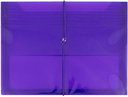 JAM PAPER Plastic Expansion Envelopes with Elastic Band Closure - Letter Booklet - 9 3/4 x 13 with 2.5 Inch Expansion - Purple - 3/Pack