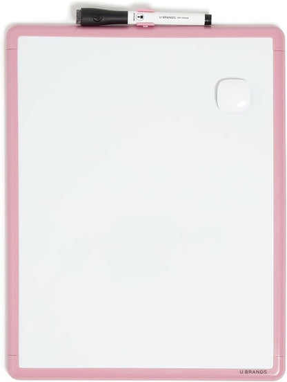 U Brands Contempo Magnetic Dry Erase Board, 11”x14”, Blush Pink Modern Frame, Includes Magnet and Marker