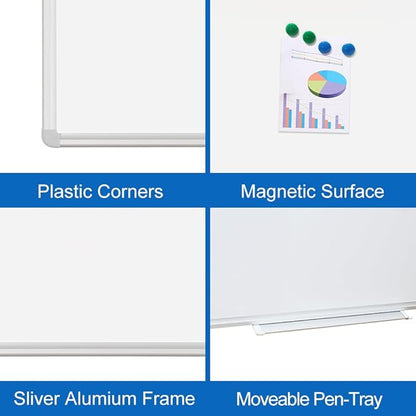 DEVELOP Magnetic Large Dry Erase Board 36 x 60 Inch, Large Wall Mounted Whiteboard with Aluminium Frame & Detachable Marker Tray 3' x 5', Magnetic White Board for Home School Office