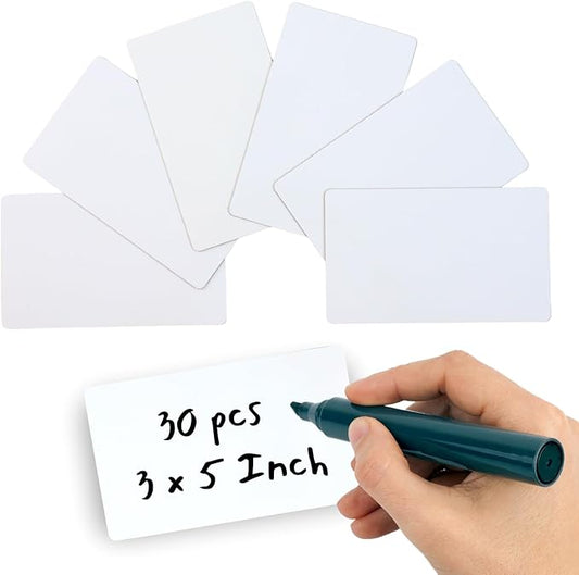 Availey 30 Pieces (5 x 3") - White Magnetic Dry Erase Labels - Reusable Strips for Classroom Home Office Garage Refrigerator Blank Writable Erasable Cards Name Tags Students Locker Shelf
