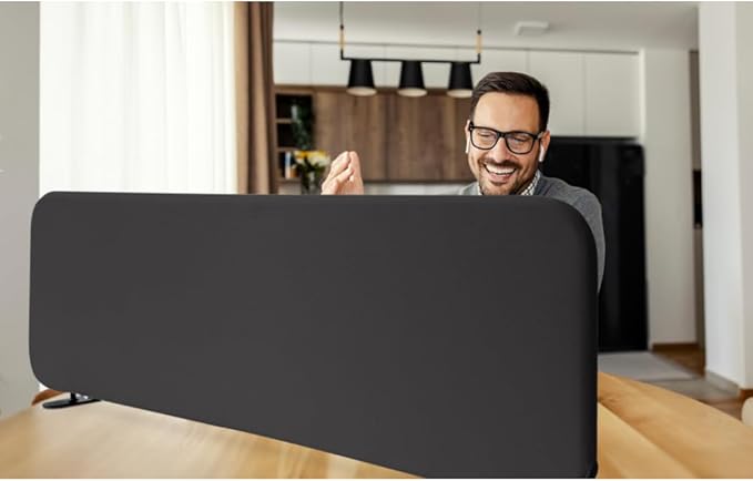 Desk Divider, Portable Desktop Privacy Panels Partition for Study, Home Office, Workplace, Students, Free Standing, Anti-Scratch, 48"x18", Iron