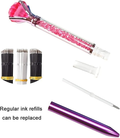 Diamond Pens Pack of 4 Cute Ballpoint Pens Retractable Ballpoint Pen gem pens Rhinestones Crystal Bling Plated Metal Color Blue Gel Ink Office Supplies Gifts for Women (4 pens)…