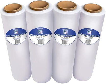 80 Gauge 1200ft Plastic Stretch Film/Wrap 500% Stretch Clear Cling Durable Adhering Packing Moving Packaging Heavy Duty Shrink Film (18", 4)