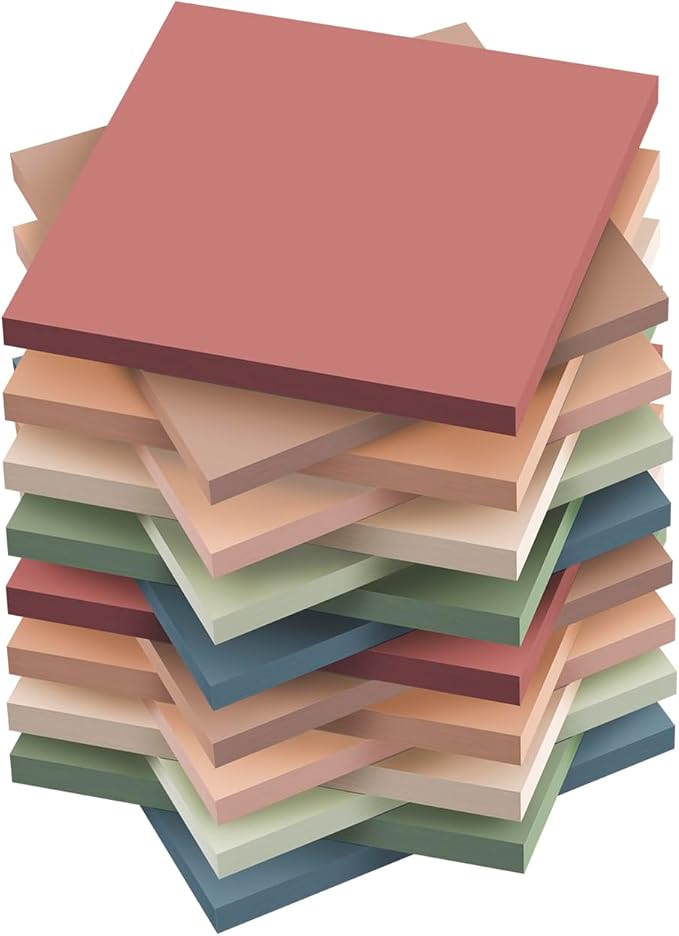 (16 Pack) Sticky Notes 3x3, Vintage Colors, Sticky Pads, Recyclable, Self-Stick Pads, Easy to Post for Home, Office, Notebook