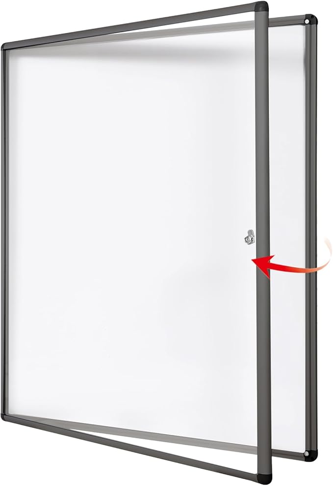 SWANCROWN Enclosed Bulletin Board Black Frame Enclosed Display Case,with Magnets,for School Message Notice, 38x38inch (12xA4)