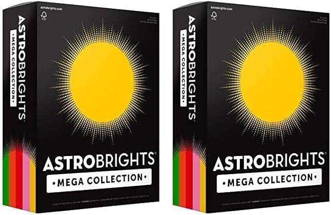 Astrobrights Mega Collection Colored Paper, 8 ½ x 11, 24 lb/89 gsm, “Retro” 5-Color Assortment, 625 Ct. (91685)"Amazon Exclusive" - More Sheets!, Assorted (Pack of 2)
