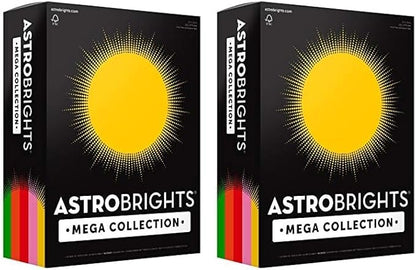 Astrobrights Mega Collection Colored Paper, 8 ½ x 11, 24 lb/89 gsm, “Retro” 5-Color Assortment, 625 Ct. (91685)"Amazon Exclusive" - More Sheets!, Assorted (Pack of 2)