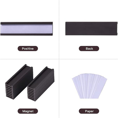 Eeoyu Magnetic Label Holders with Magnets Magnetic Data Card Holders with Clear Plastic Protectors for Metal Shelf, Whiteboard, Set of 30 (0.5 x 3 Inch)