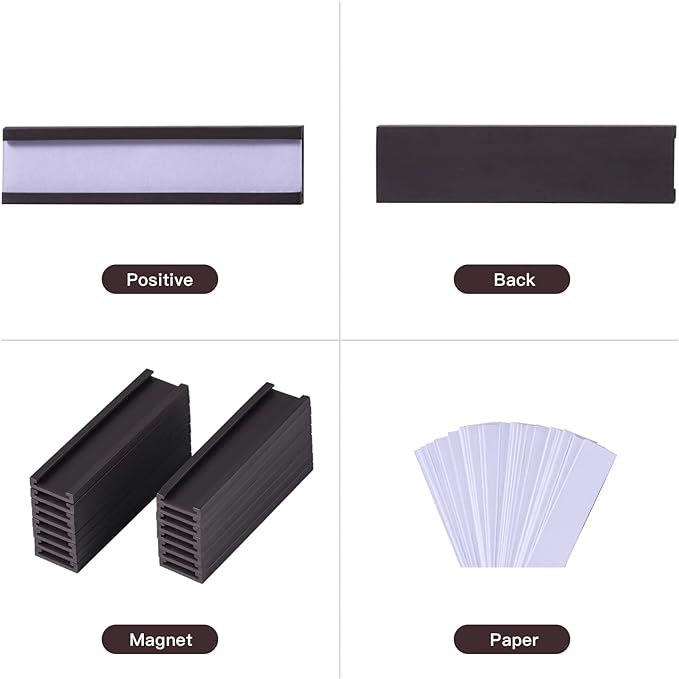Eeoyu Magnetic Label Holders with Magnets Magnetic Data Card Holders with Clear Plastic Protectors for Metal Shelf, Whiteboard, Set of 30 (0.5 x 2 Inch)