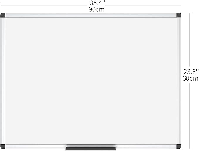 VIZ-PRO Magnetic Dry Erase Board, 36 X 24 Inches, Silver Aluminium Frame