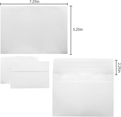 100Packs 5x7 Envelopes,White A7 Envelopes,5x7 Envelopes for Invitations,Envelopes Self Seal for Weddings,Greeting Cards, Mailing, Invitations, Photos, Postcards，Printable Invitation Envelopes