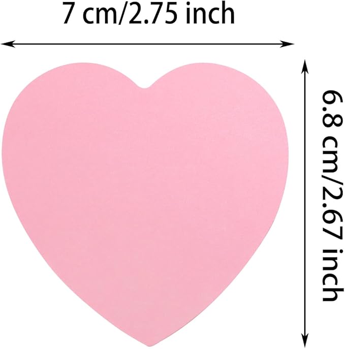 Mini Skater 2 Pack Kraft Paper Sticky Notes Heart Shaped Self-Stick Blank Book Tabs Paper Markers Sticky Notes Pad 100 Sheets Index Sticker (Pink)