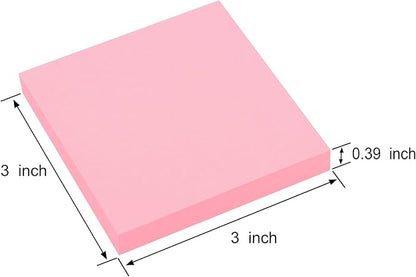 ZCZN 400 Sheets Pop-up Sticky Notes, 3 x 3 Inches, 4 Pads Bright Color Self-Stick Notes, 100 Sheets/Pad, Pink