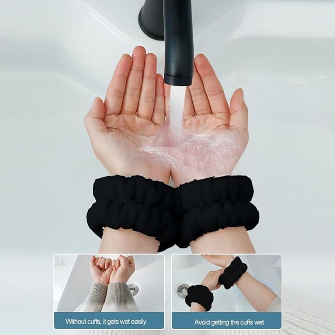 Wrist Towels for Washing Face Spa Wristbands and Headband Microfiber Quick Dry Absorbent Wristbands for Girls Men Makeup 6PCS Prevent Liquid from Spilling
