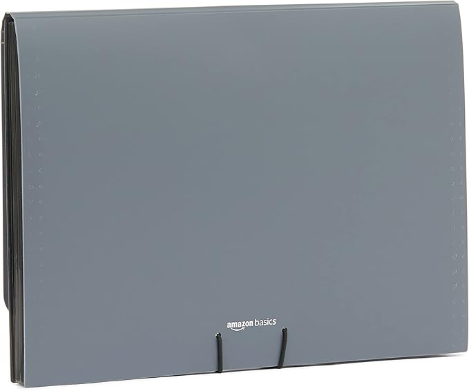 Amazon Basics PBH-2556 Expanding File, Letter Size, 12-Pack, Black & Gray