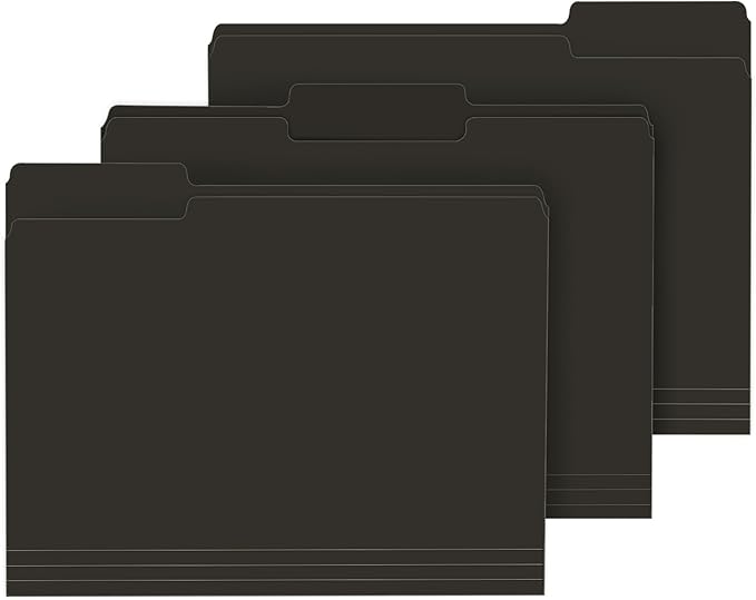 File Folder, PANDRI 120 Pack File Folder, 1/3 Cut Tab, Letter Size, Filing Folder for Office School Business, Black