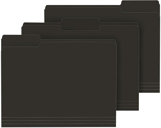 File Folder, PANDRI 120 Pack File Folder, 1/3 Cut Tab, Letter Size, Filing Folder for Office School Business, Black