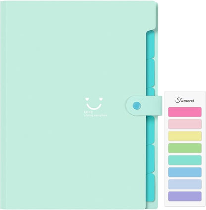 Forvencer Accordion File Organizer, Letter Size, 7 Pocket Expanding File Folder, Cute File Folder with Labels, Portable File Organizer for School Office Supplies, Folders for Documents, Green
