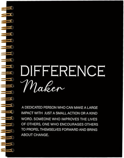 Difference Maker Gift, Difference Maker Definition Spiral Notebook Journal, Motivational Notebooks, Thank You Gifts for Women Men Teacher Coworkers, Hardcover Spiral Notebook 5.5x8.3(Black)