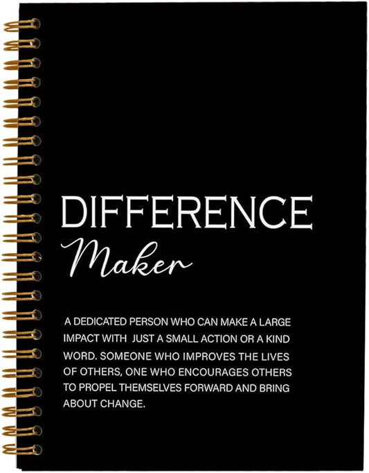 Difference Maker Gift, Difference Maker Definition Spiral Notebook Journal, Motivational Notebooks, Thank You Gifts for Women Men Teacher Coworkers, Hardcover Spiral Notebook 5.5x8.3(Black)