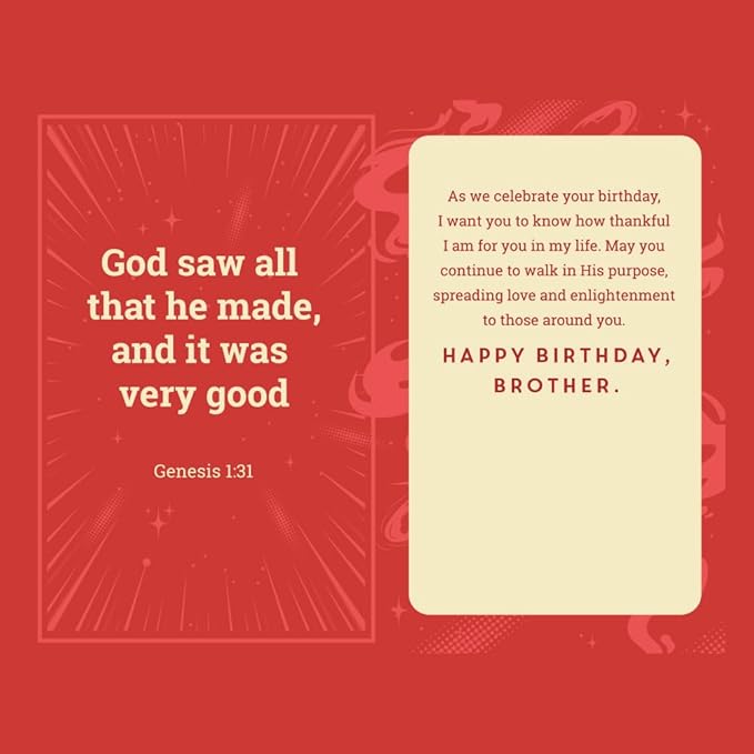 Prime Greetings Religious Birthday Card For Brother, Made in America, Eco-Friendly, Thick Card Stock with Premium Envelope 5in x 7.75in, Packaged in Protective Mailer