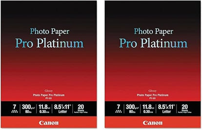Canon 2768B022 Photo Paper Pro Platinum, 8.5 x 11 Inches, 20 Sheets (Pack of 2)