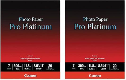 Canon 2768B022 Photo Paper Pro Platinum, 8.5 x 11 Inches, 20 Sheets (Pack of 2)