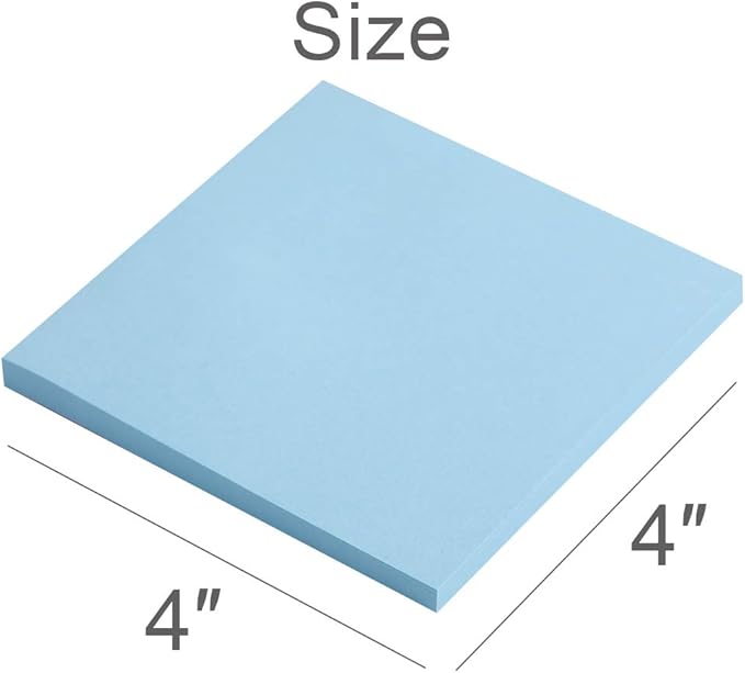 Vanpad Sticky Notes 4X4 in Pastel Post Stickies Super Sticking Power Memo Pads Strong Adhesive, 6 Pads/Pack, 72 Sheets/pad