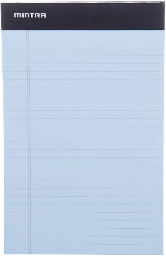 Mintra Office Legal Pads - ((BASIC PASTEL 6pk, 5in X 8in, NARROW RULED)) - 50 Sheets per Notepad, Micro perforated Writing Pad, Notebook Paper for School, College, Office, Professional
