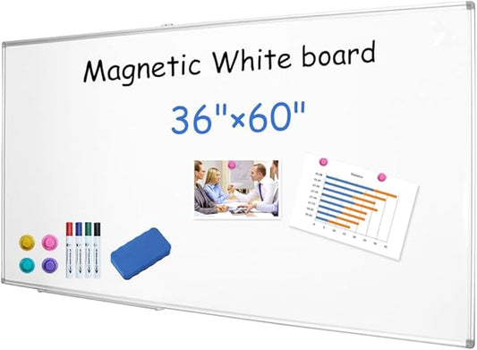 XIWODE Large Magnetic Dry Erase Board，Whiteboard for Wall, 36 x 60 inches, Whiteboard Marker Board Writing Board，Silver Aluminum Frame, Durable,Whiteboard for Home School & Office