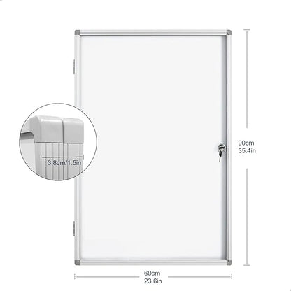 Lockable Magnetic Enclosed 36x24 inches Dry-Erase whiteboard, Tamper-Resistant Wall-Mounted Display whiteboard, Aluminum-Framed Window whiteboard (White)